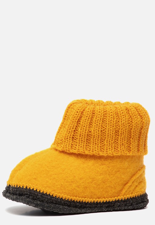 Bergstein Cozy slofjes geel Schapenwol 750211
