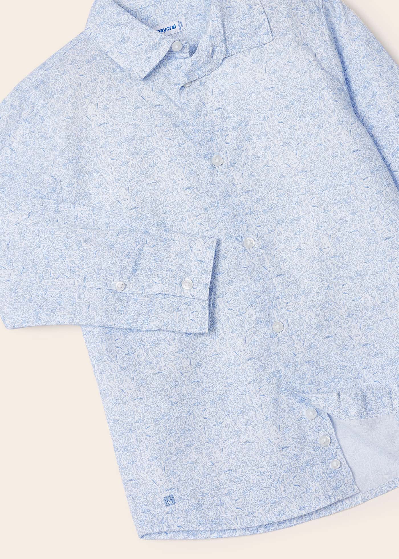 Camisa de manga comprida estampada, feita com algodão sustentável, para meninos.