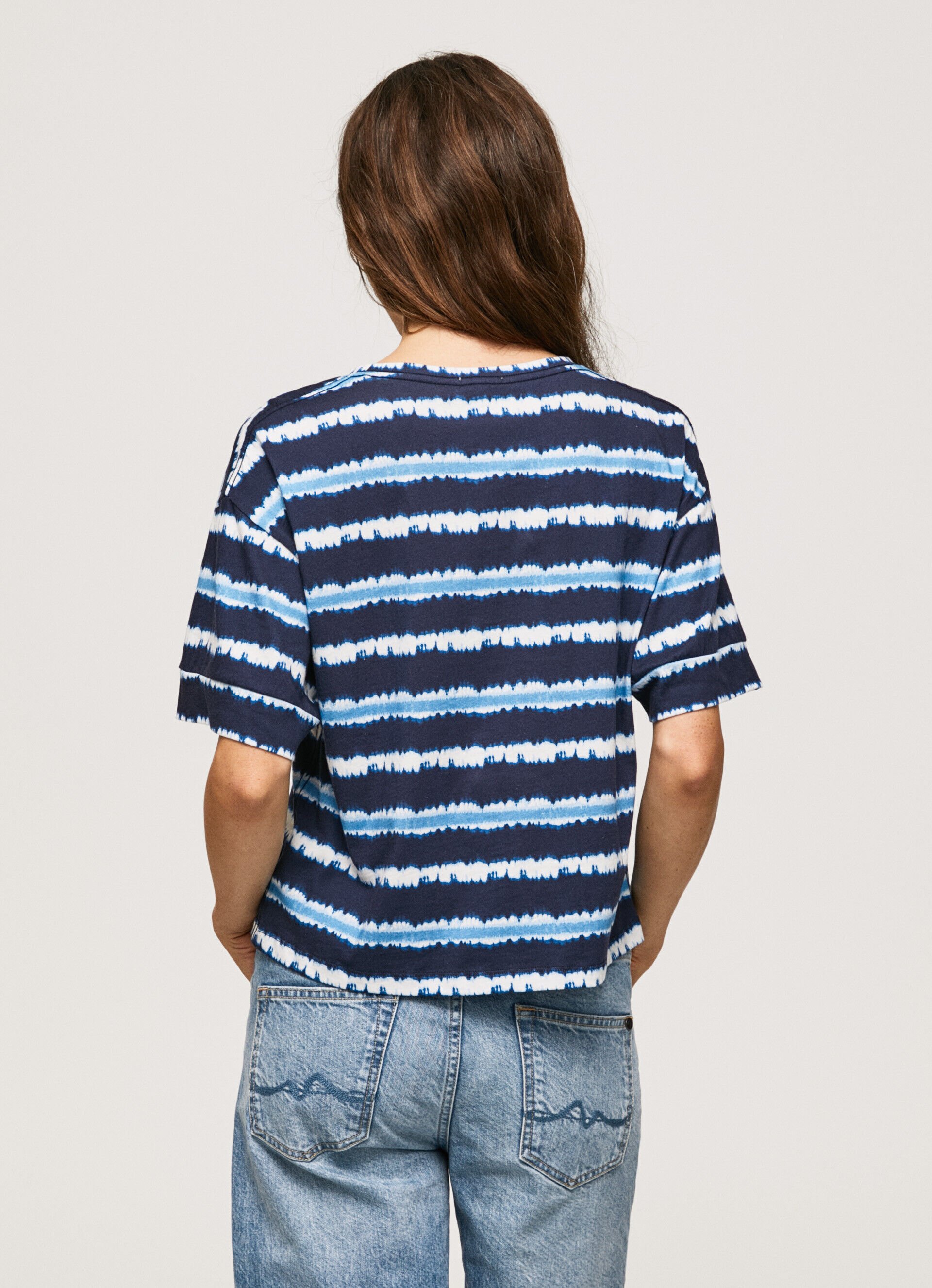 Camiseta de algodão com listras degradê - azul dulwich