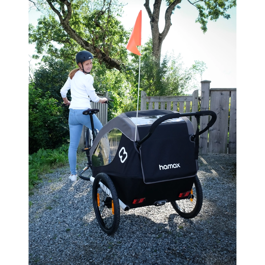 hamax Kinderfahrradanhänger Traveller inklusive Deichsel und Buggyrad GreenGrey