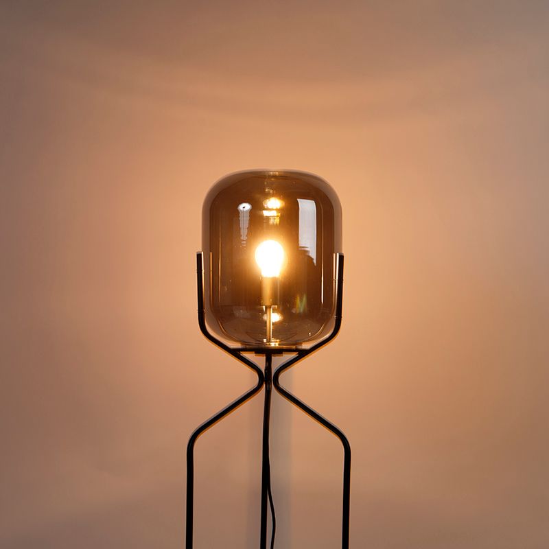 Smart vloerlamp zwart incl. WiFi A60 smoke glas - Bliss
