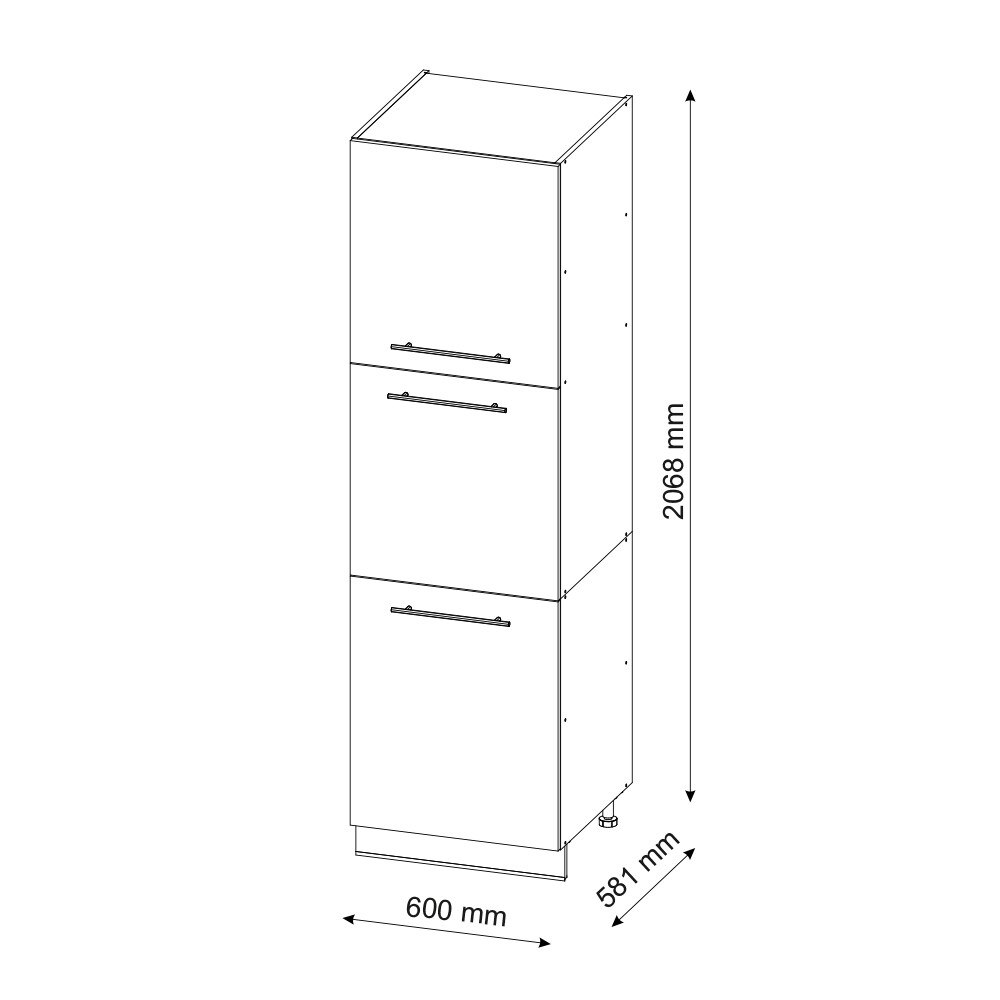 Vicco Herdumbauschrank Küchenschrank Küchenmöbel Fame-Line Anthrazit Weiß 60 cm modern Hochglanz Küche Einbauküche Blende Herdschrank Hochschrank Küchenzeile Drehtür Einlegeboden