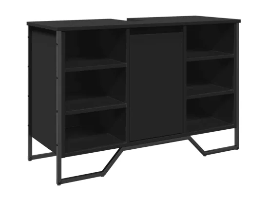 Armoire lavabo de salle de bain noir 91x35x60 cm