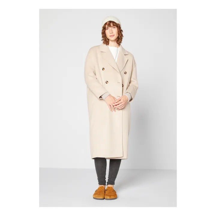 American Vintage Manteau Long Droit Dadoulove Laine | Grège