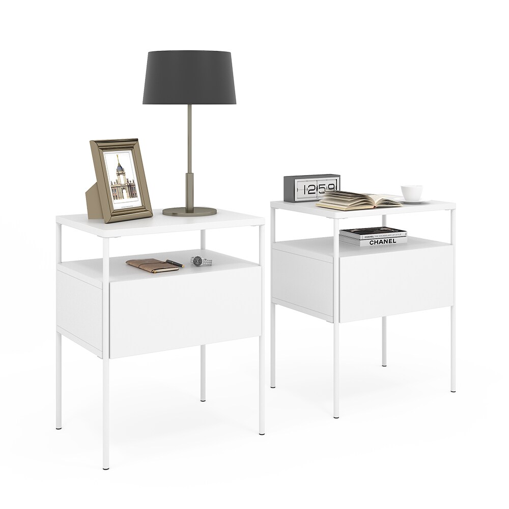 Vicco Nachtschrank Mira Weiß 40 x 50 cm 2er Set Ablage Nachtkommode modern