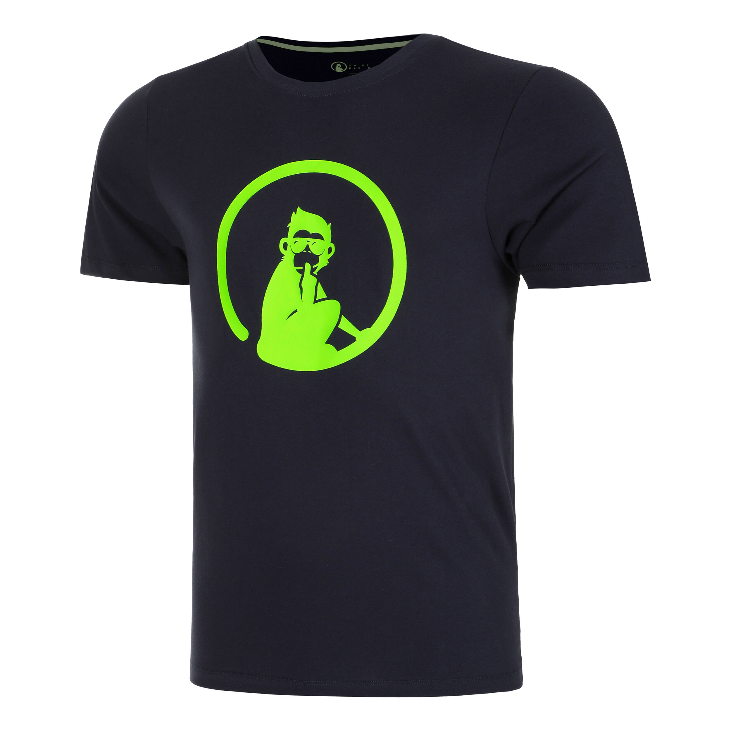 Quiet Please Wild Trainings T-shirt Hommes - Bleu Foncé , Vert Fluo