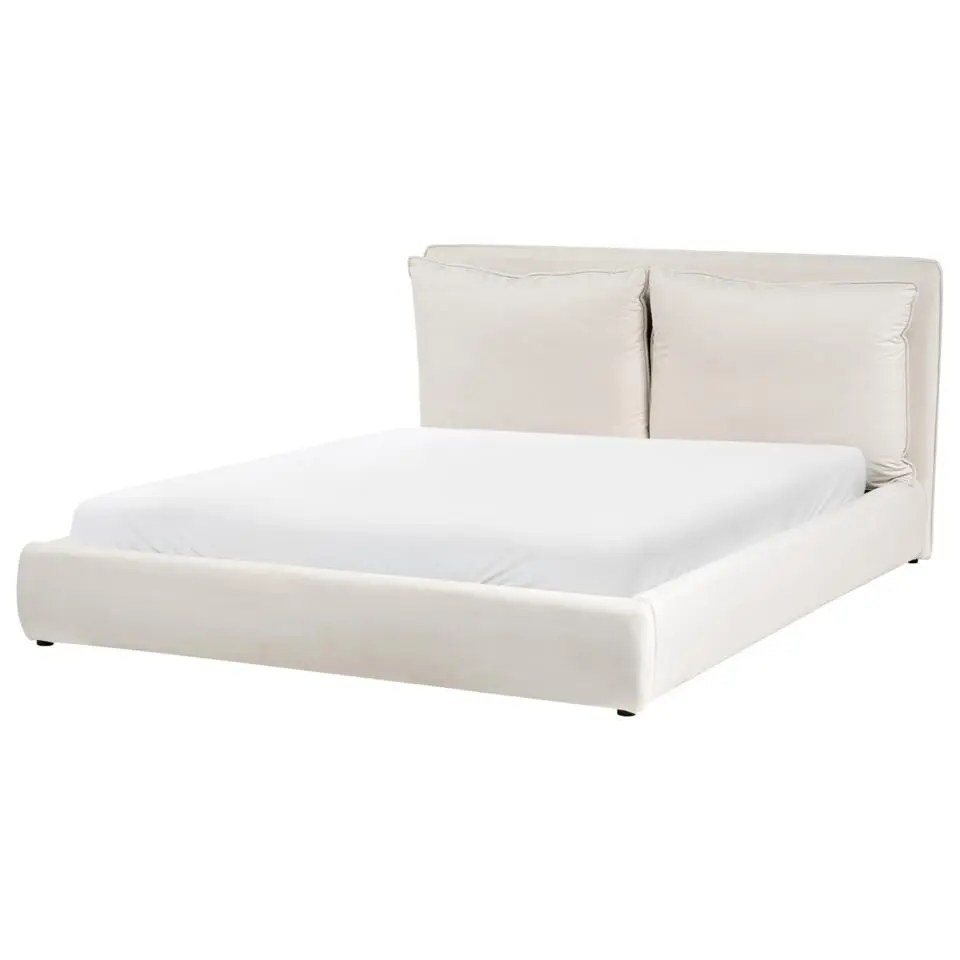 BAJONNA - Tweepersoonsbed - Lichtbeige - 160 x 200 cm - Polyester