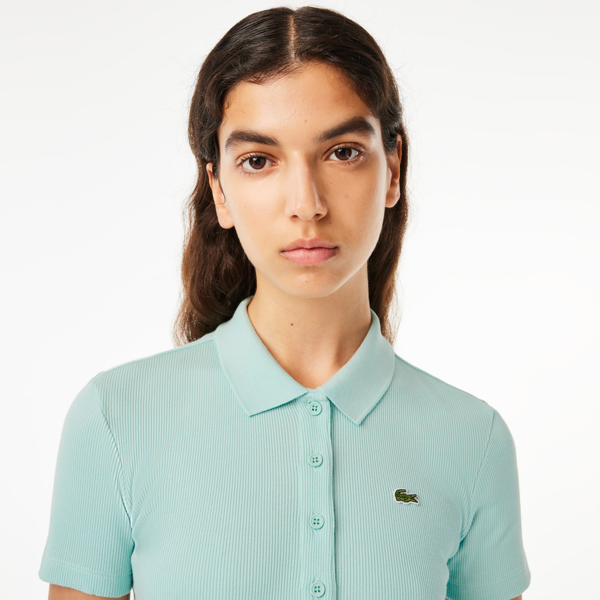 Polo L.12.D slim fit en coton côtelé Manches Courtes - Vert - Lacoste - Femme