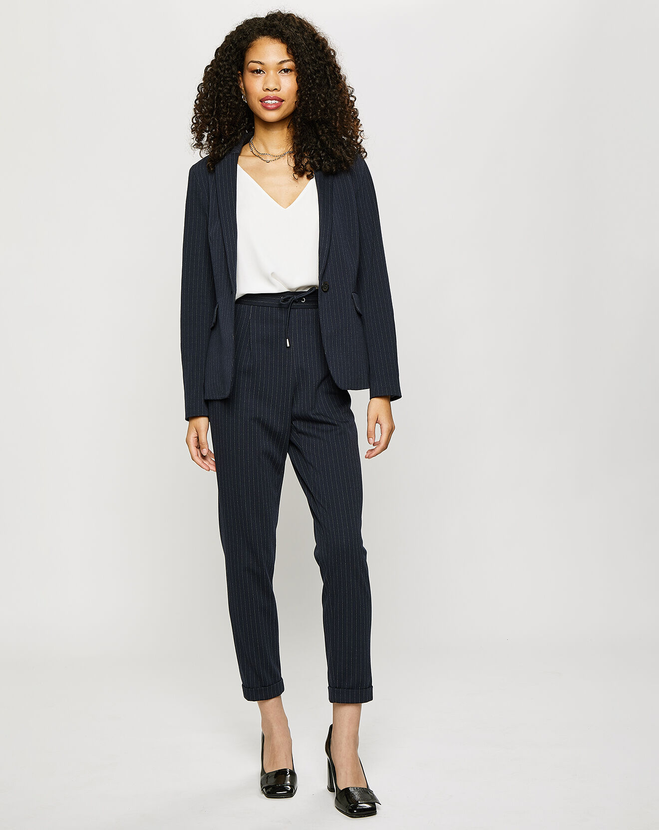 Esprit Blazer rayé tennis en Jersey doux bleu marine