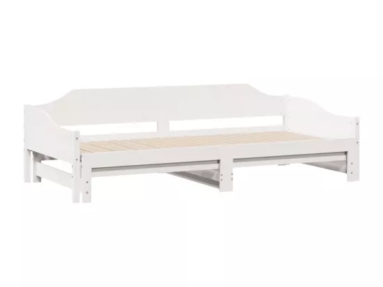 Lit de jour avec lit gigogne blanc 80x200 cm bois de pin massif