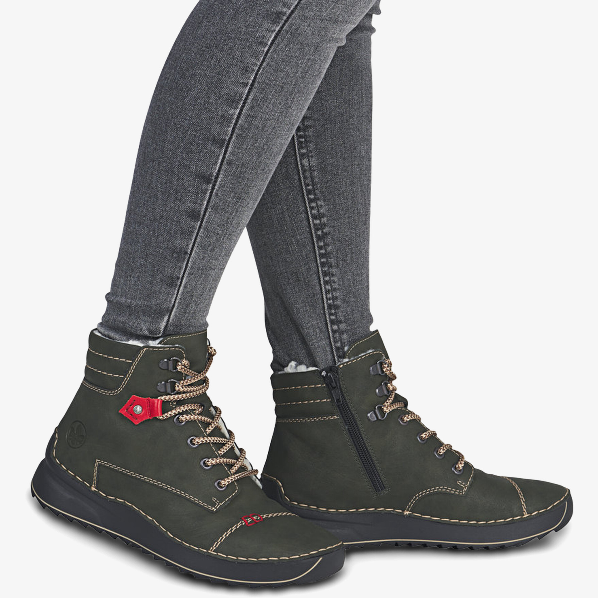 rieker Damen Schnürstiefeletten grün
