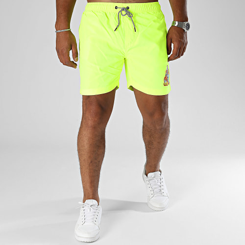 Short De Bain Gorille Graffiti Jaune Fluo