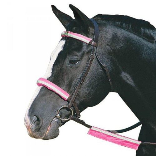 Kit refletor Roma para cabeçada e rédeas, rosa