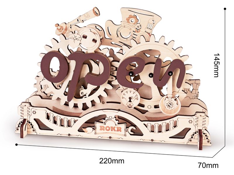 RoboTime Bausatz Open Closed Schild 3D-Puzzle aus lasergeschnittenen Holzteilen