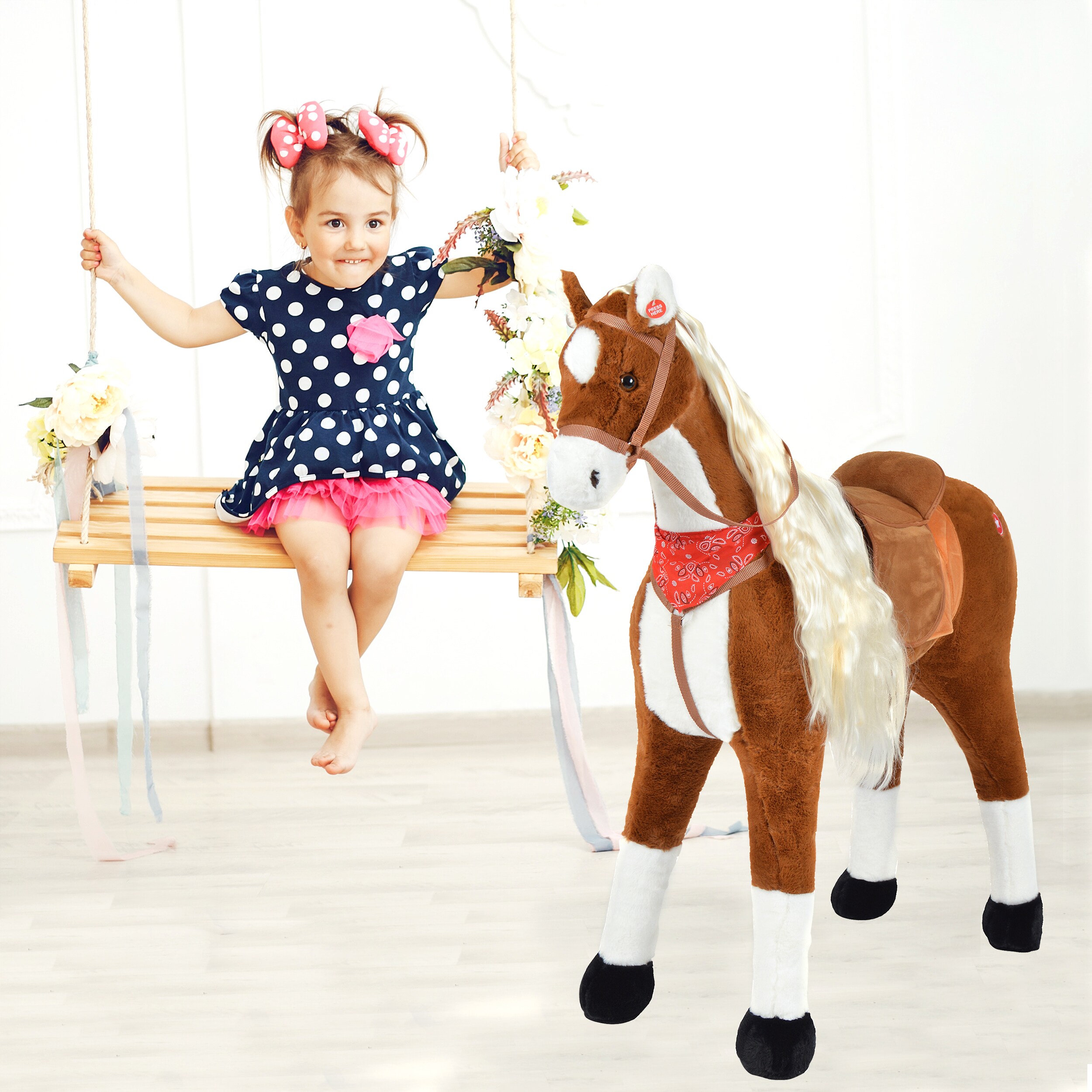 Pink Papaya Stehpferd für Kinder zum Reiten Elsa 105 cm