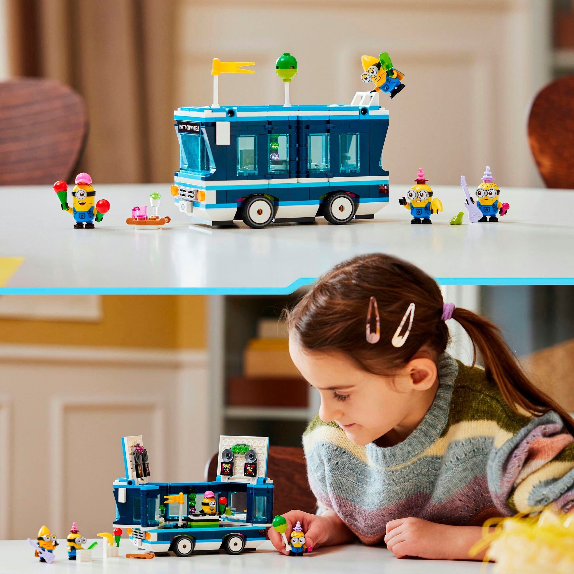 LEGO Konstruktionsspielzeug Minions und der Party Bus