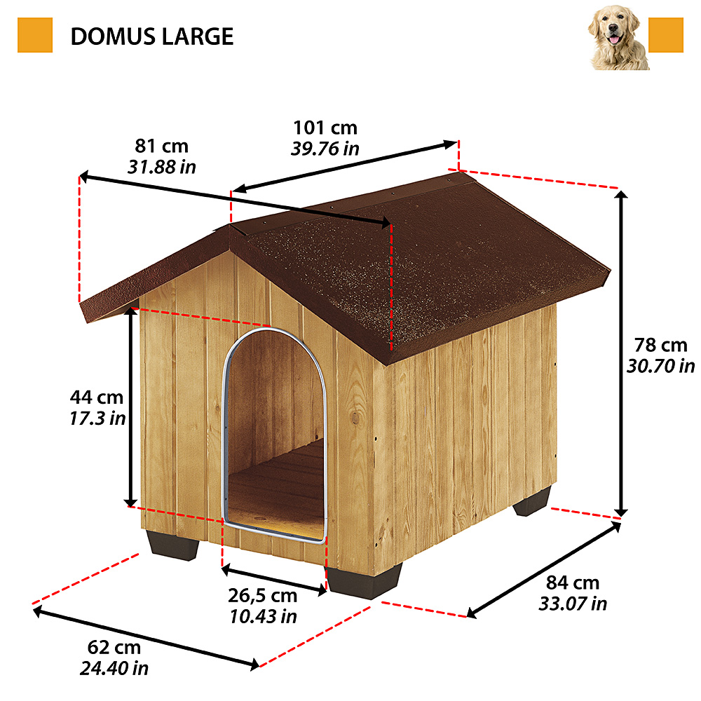 Ferplast niche pour chiens pour l'extérieur domus large, bois fsc, pieds isolants en plastique, grille pour l'aération, porte