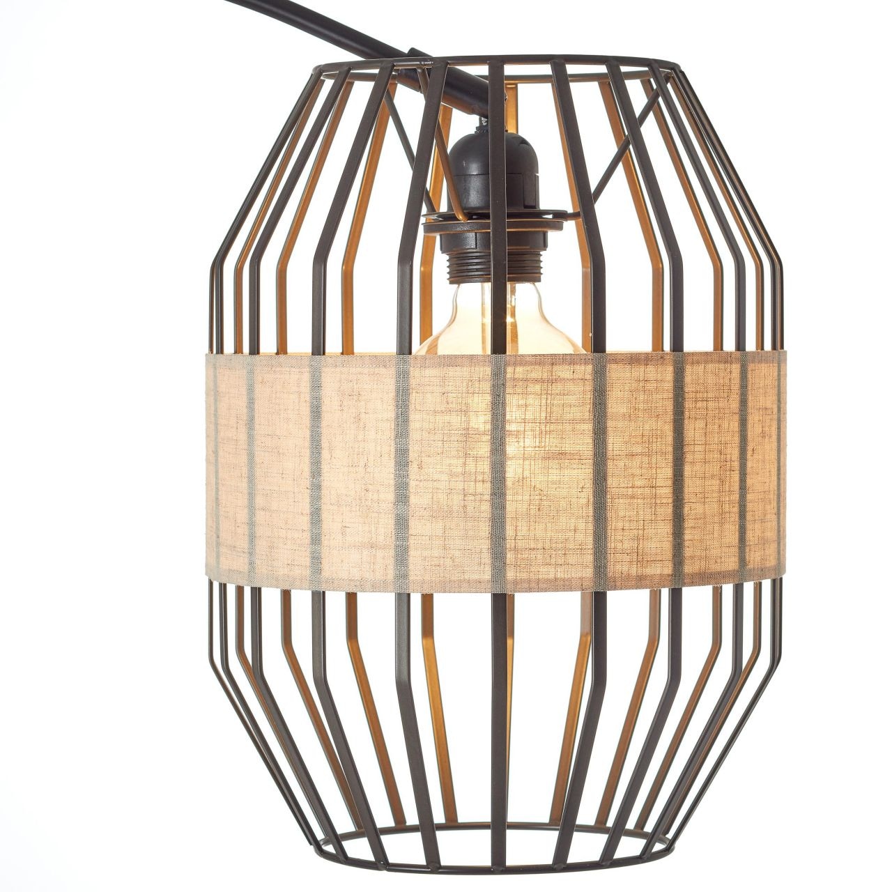 Brilliant Bogenlampe »Slope« E27 1 Stk. mit Fussschalter, 171 cm Höhe, E27, Metall/Textil, schwarz/natur