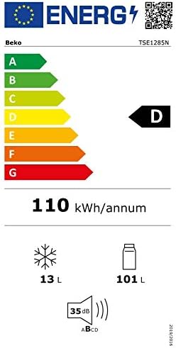 Beko TSE1285N Tischkühlschrank, 4-Sterne-Gefrierfach, 35 dB, 114 l Gesamtrauminhalt, 101 l Kühlen, 13 l Gefrieren, weiß