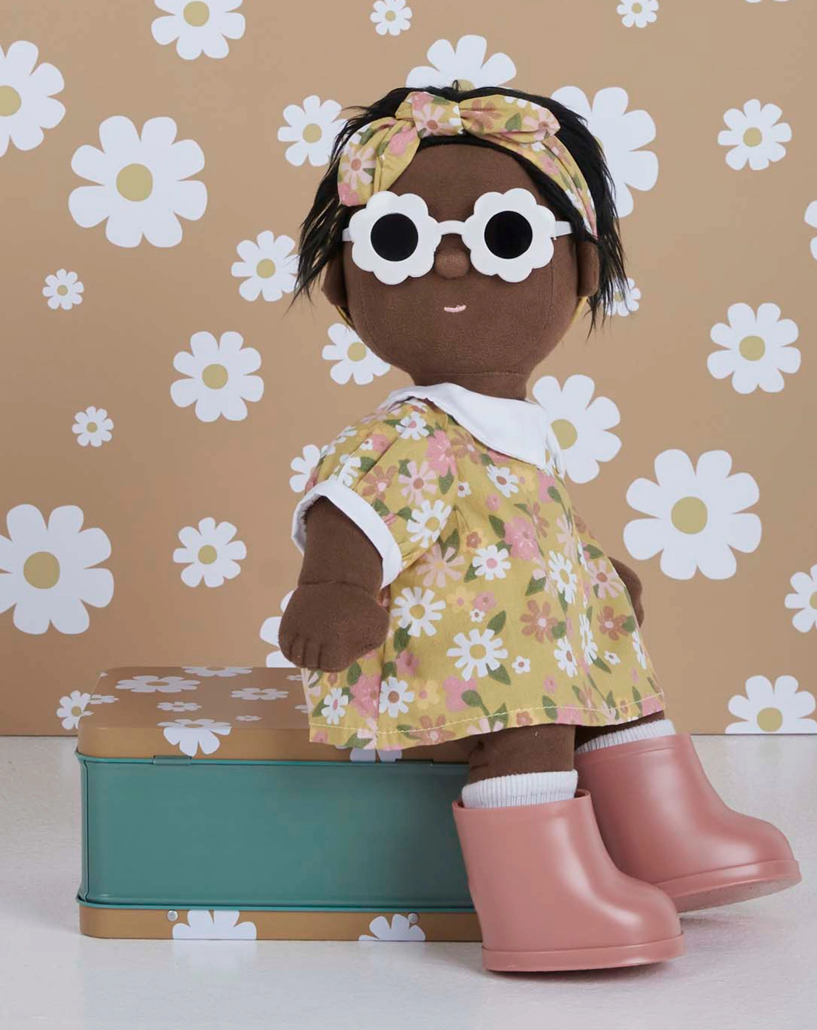 Puppenzubehör PUPPENKOFFER - PRETEND (35cm) 5-teilig in gelb/rosa