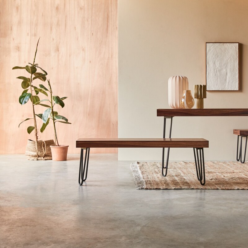 Banc Helga en palissandre massif, largeur 135 cm