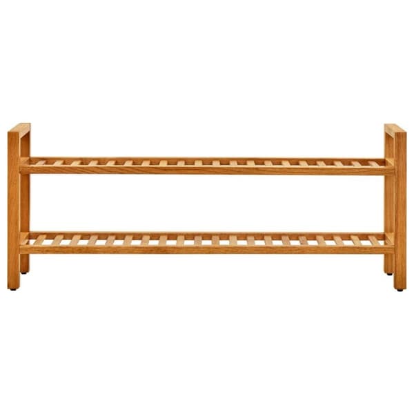 vidaXL Skostativ med 2 hyller 100x27x40 cm heltre eik