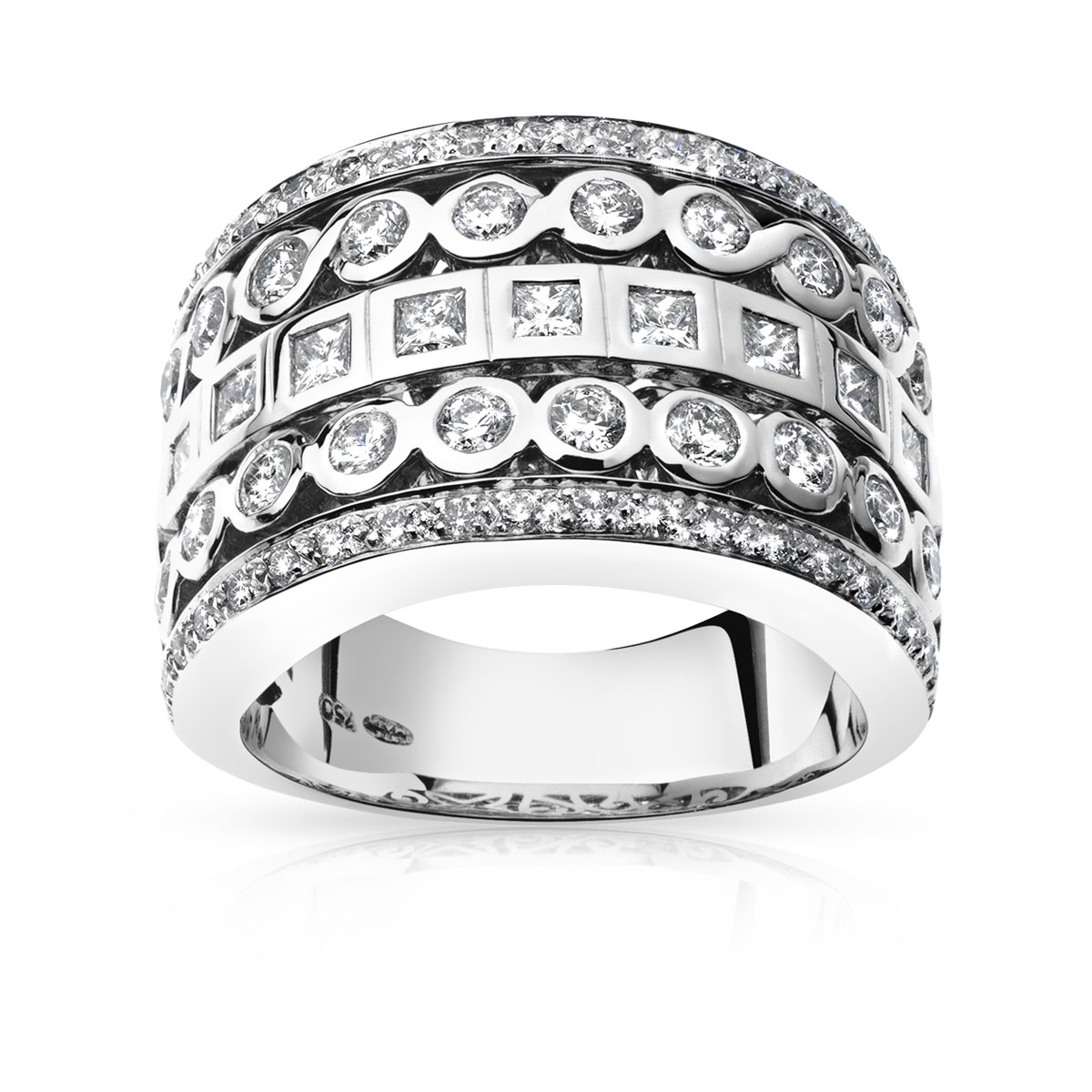 Bague or 750 blanc diamants 1,51 carat