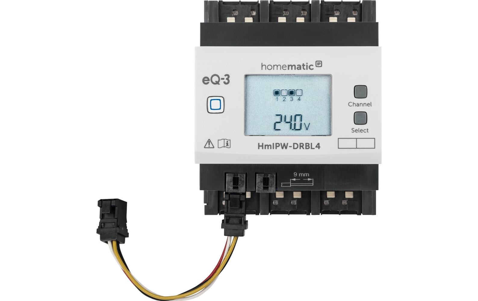 Smart Home Wired Jalousieaktor 4-fach<br>Flexible Steuerung angeschlossener Jalousien, Rollläden und Markisen über vier Kanäle – HmIPW-DRBL4