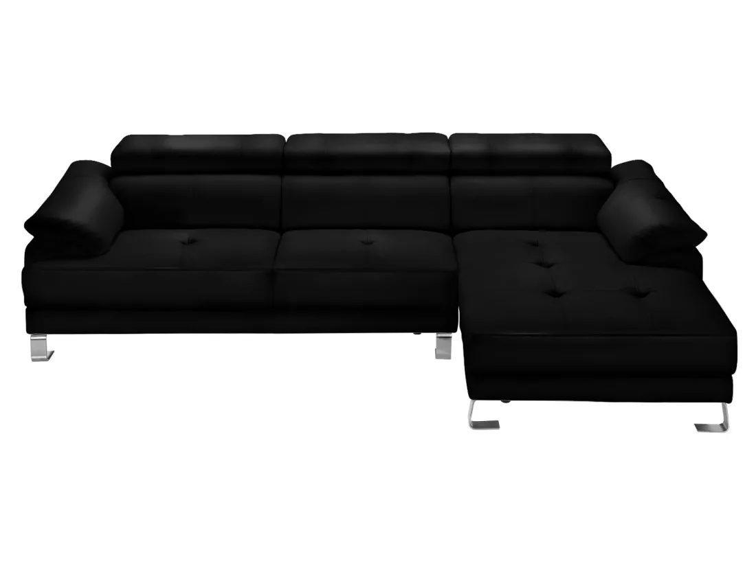 Canapé d'angle droit en cuir premium noir EXCELSIORA
