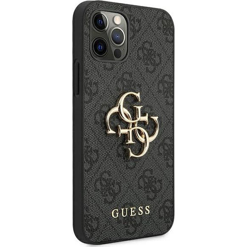 iPhone 12 / iPhone 12 Pro Leder Hardcase Hülle 4G Big Metal Logo (GUHCP12M4GMGGR) - Schwarz / Gold