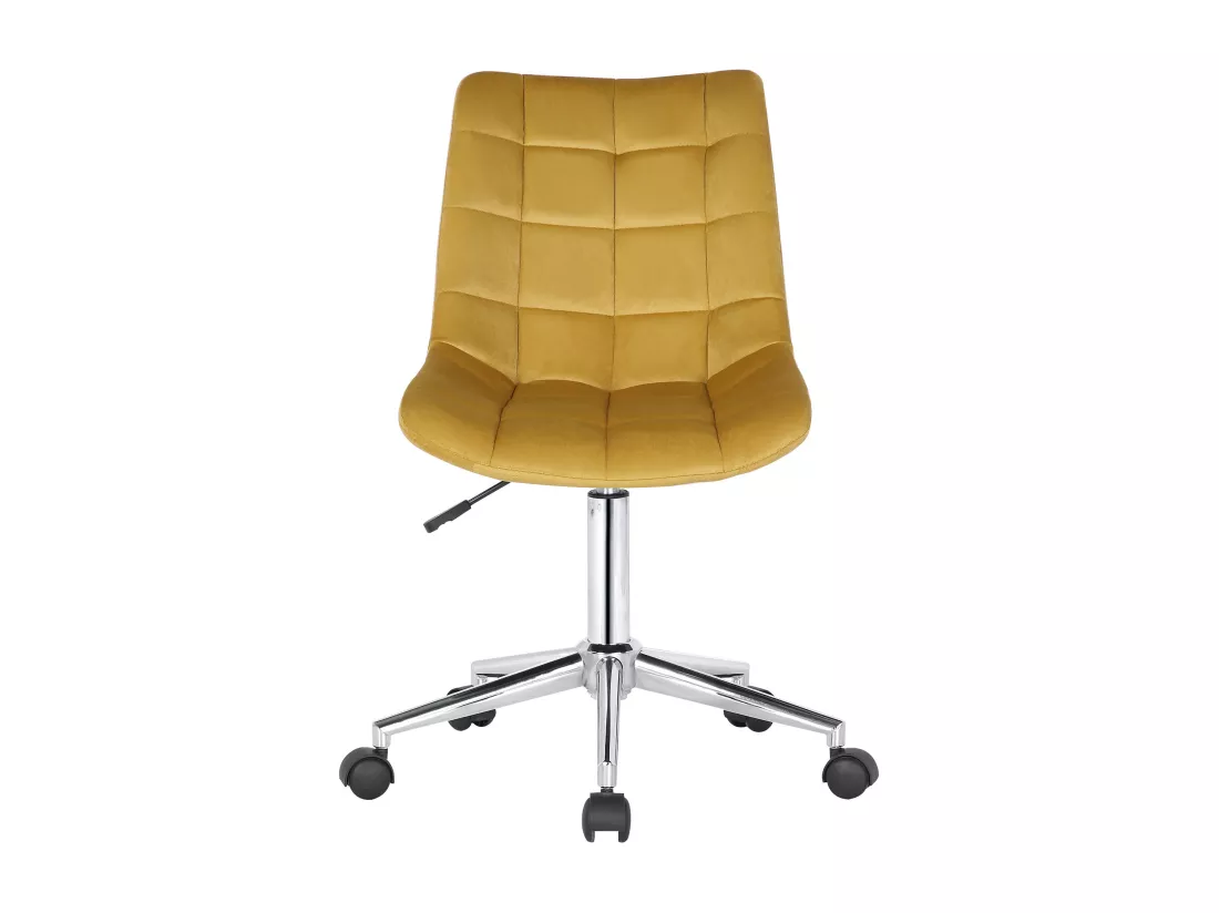 Chaise de bureau - Velours & Métal chromé - Jaune - Medford