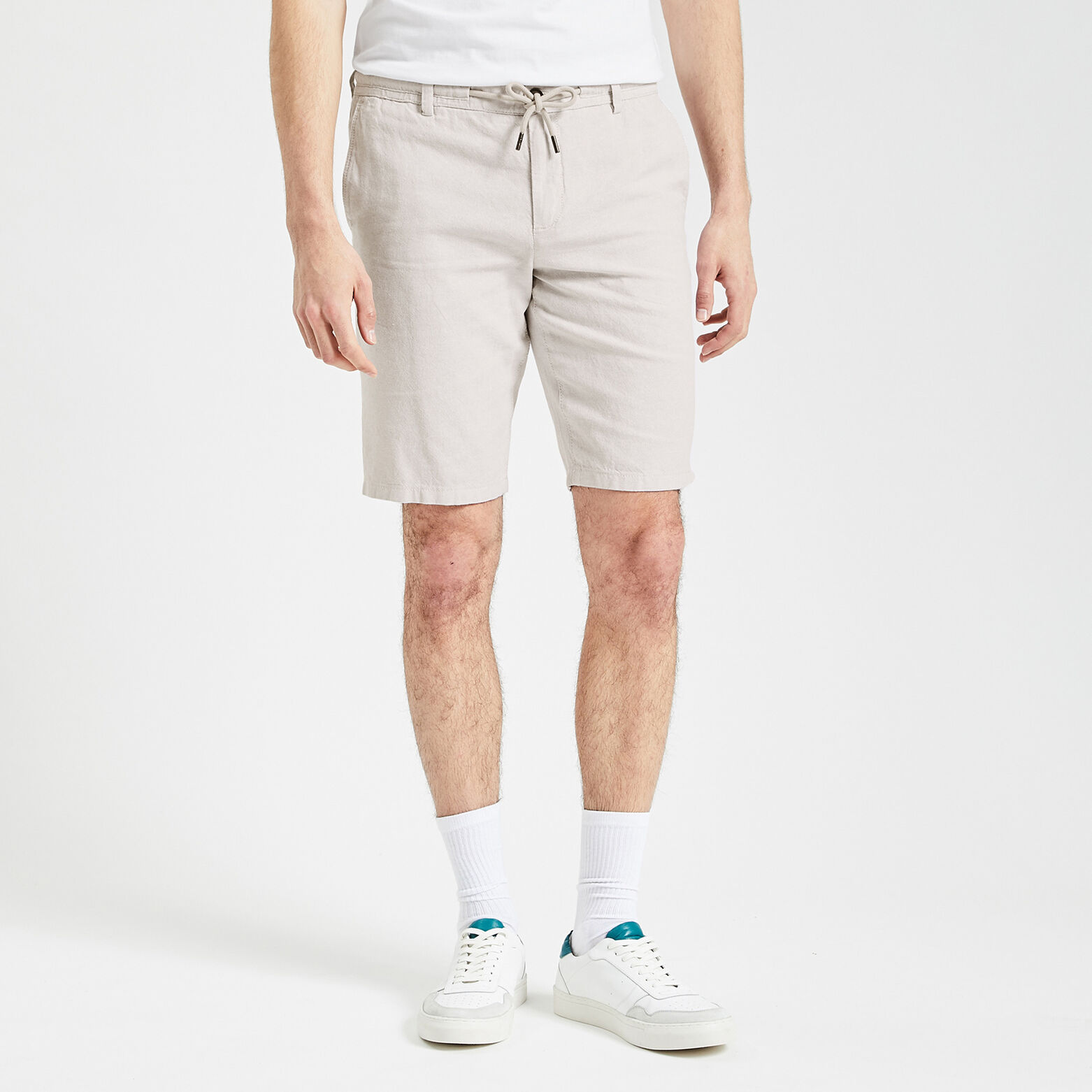 Bermuda uni en coton lin Beige