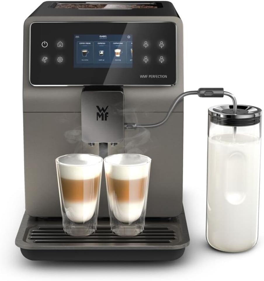 WMF Perfection 780L Kaffeevollautomat mit Milchsystem,18 Getränkespezialitäten, Double Thermoblock, Edelstahl-Mahlwerk, Nutzerprofil, 1l Milchbehälter, TÜV Hygienezertifikat
