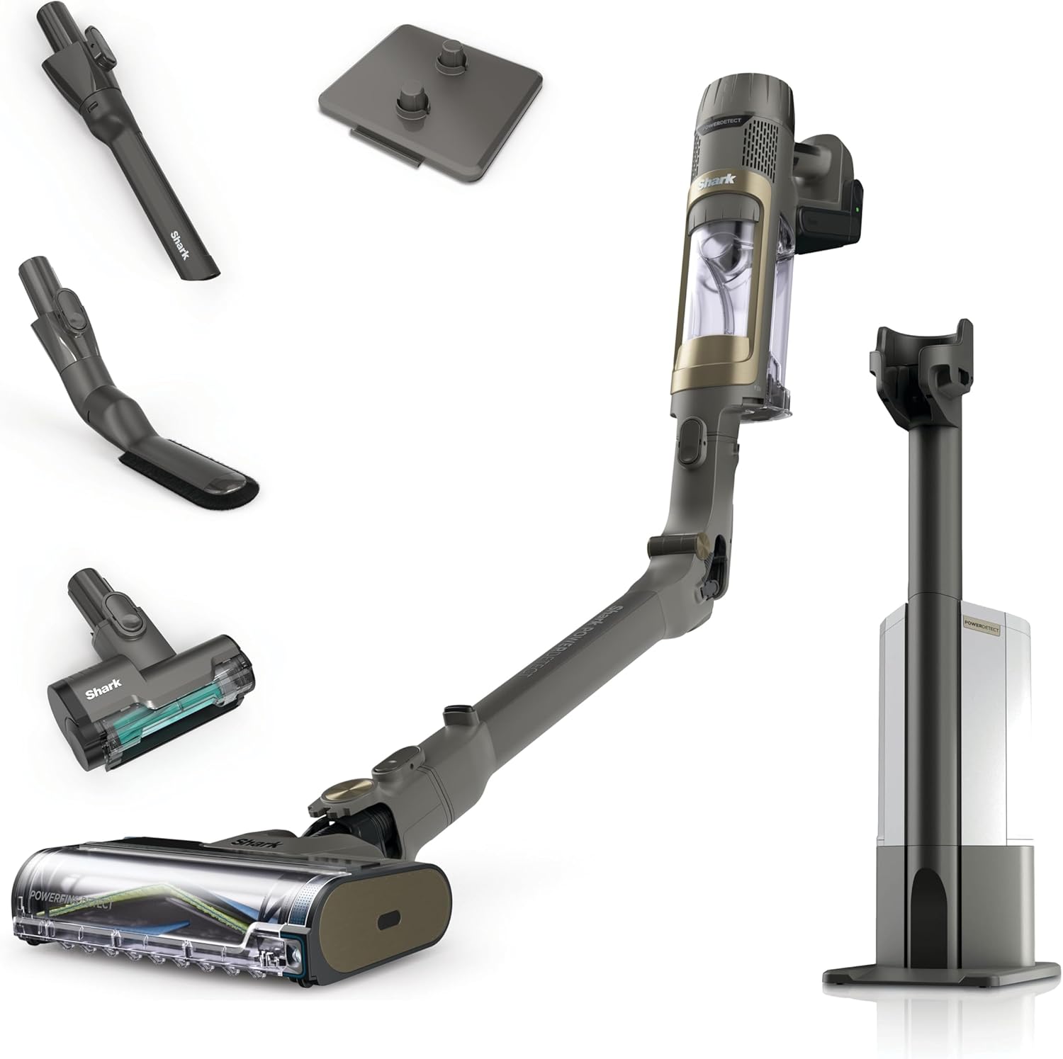Shark PowerDetect Clean & Empty Akku-Staubsauger mit Absaugstation, bis 70 Min. Laufzeit, kabellos, selbstentleerend, für Tierhaare, Allergiker, Teppich und Hartböden, mit LED-Licht, IP3225EUT