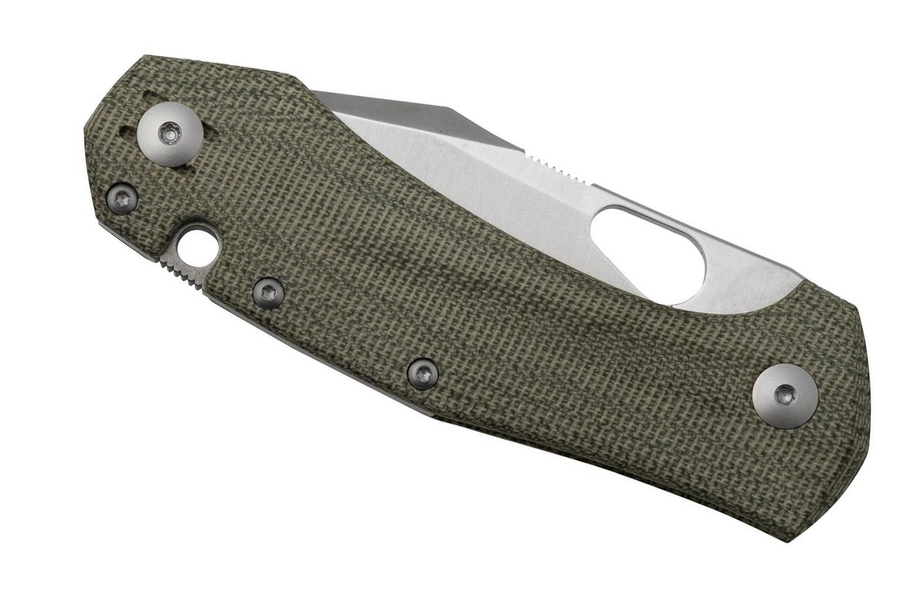 GiantMouse ACE Atelier, Elmax, Green Canvas Micarta zakmes
