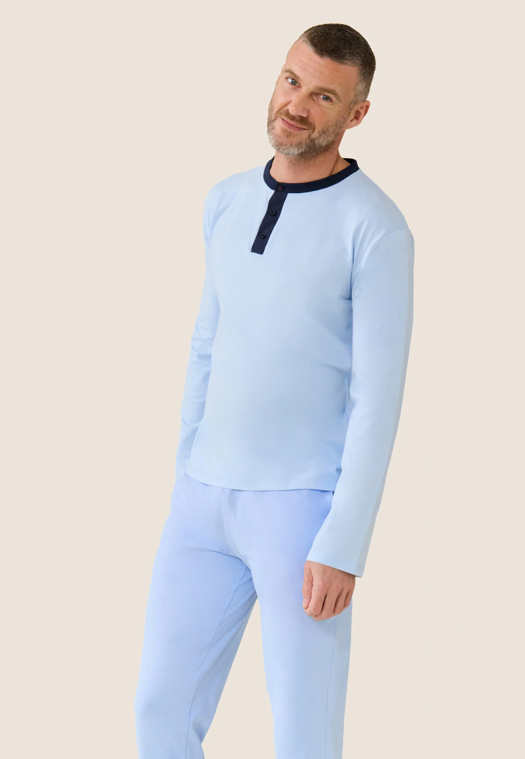 Ensemble de pyjama t-shirt et pantalon en coton-Ensemble Pyjama Yvan Bleu Ciel