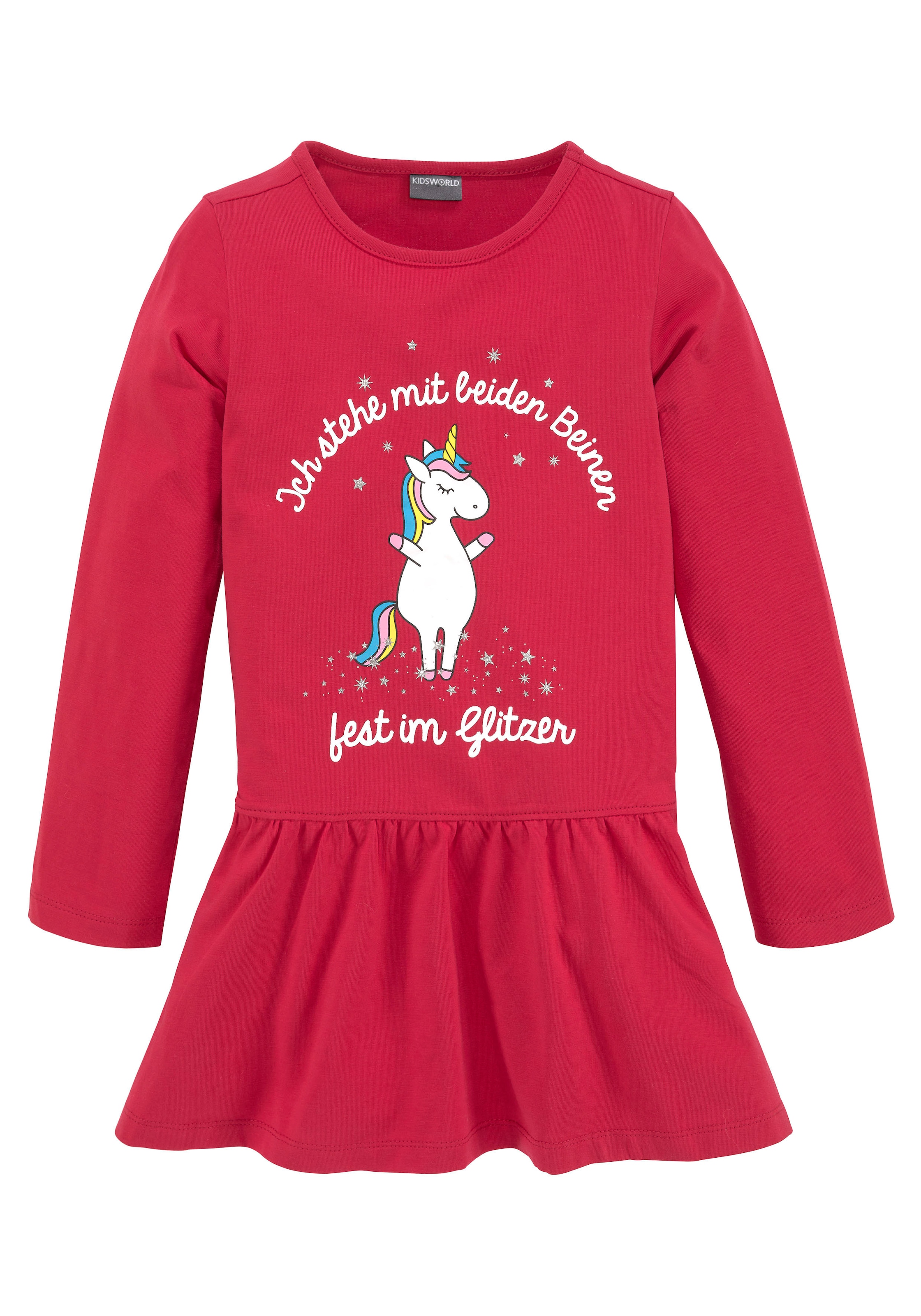 KIDSWORLD Jerseykleid »Einhorn« festliche Anlässe,  kniefreie Länge,  aus Baumwollmischung