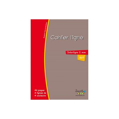 Serpodile Niv5 - Cahier de notes - reliure cousue - A4 (210 x 297 mm) - 23 feuilles / 46 pages - ligné 2mm