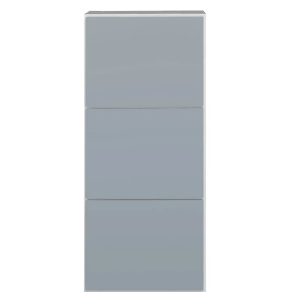 Schoenenkast Baylinn 3 draaideuren en 5 legplanken-celadon grijs/wit