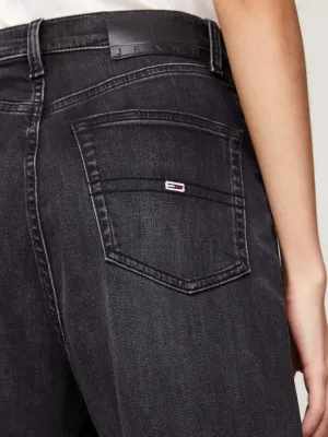 Calça jeans preta reta de cintura ultra alta Julie