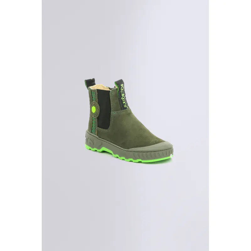 KICKTRUST KAKI VERT BOOTS Cuir Garçon