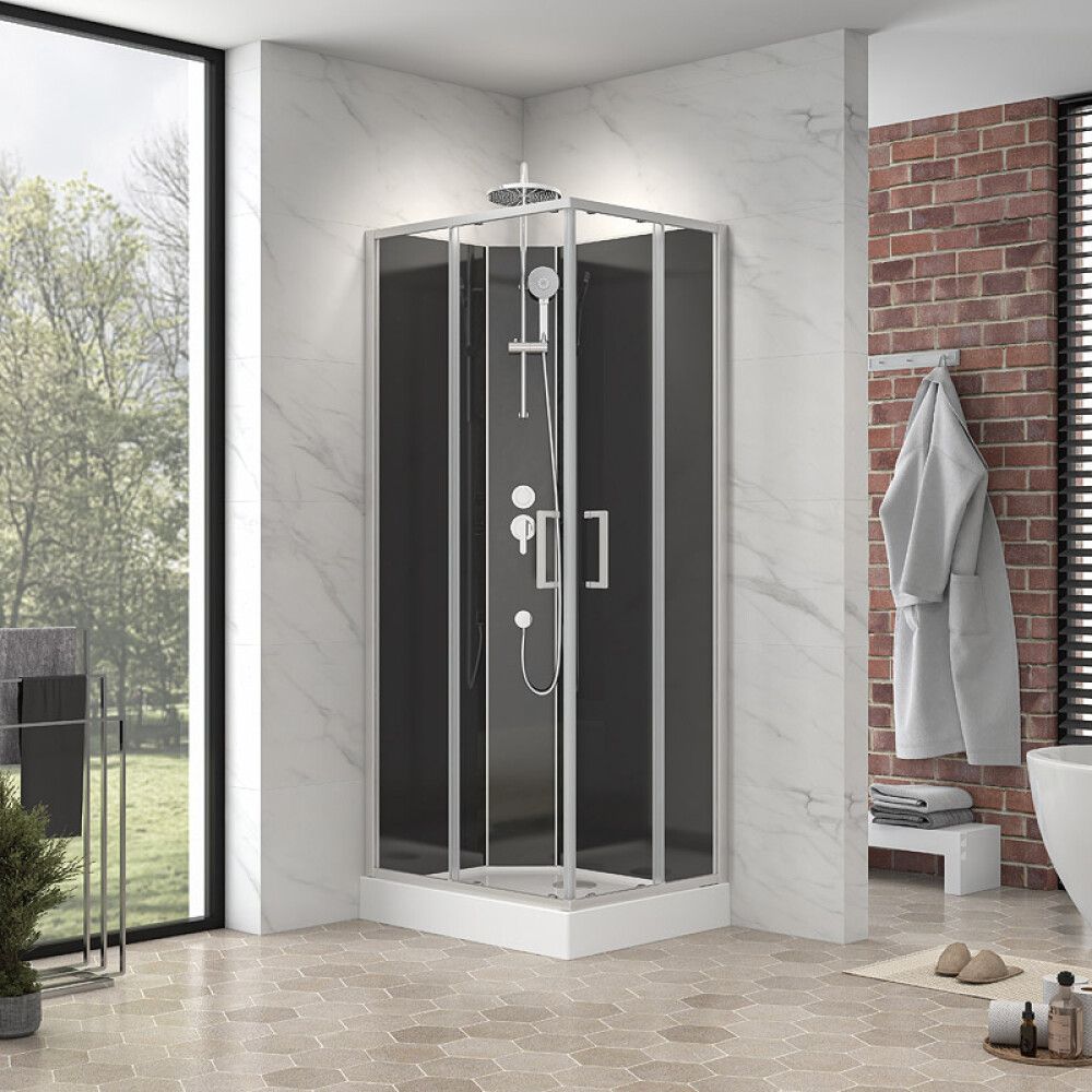DUSJKABINETT CAMARGUE CIO SQUARE 80X80X220CM HVIT/SVART