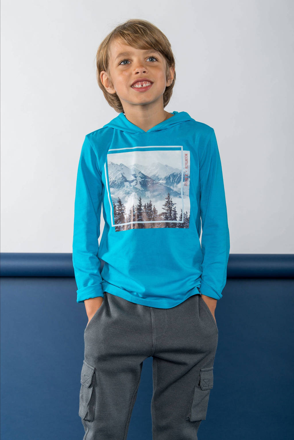 B.Nosy longsleeve Ted met printopdruk aquablauw