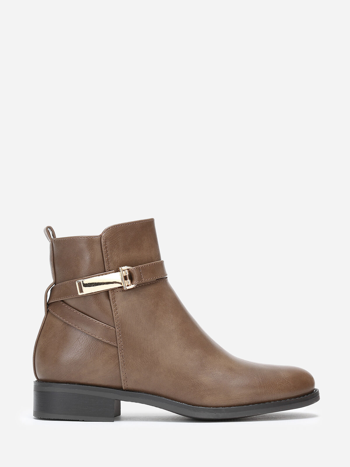 Bottines plates à boucle- Taupe