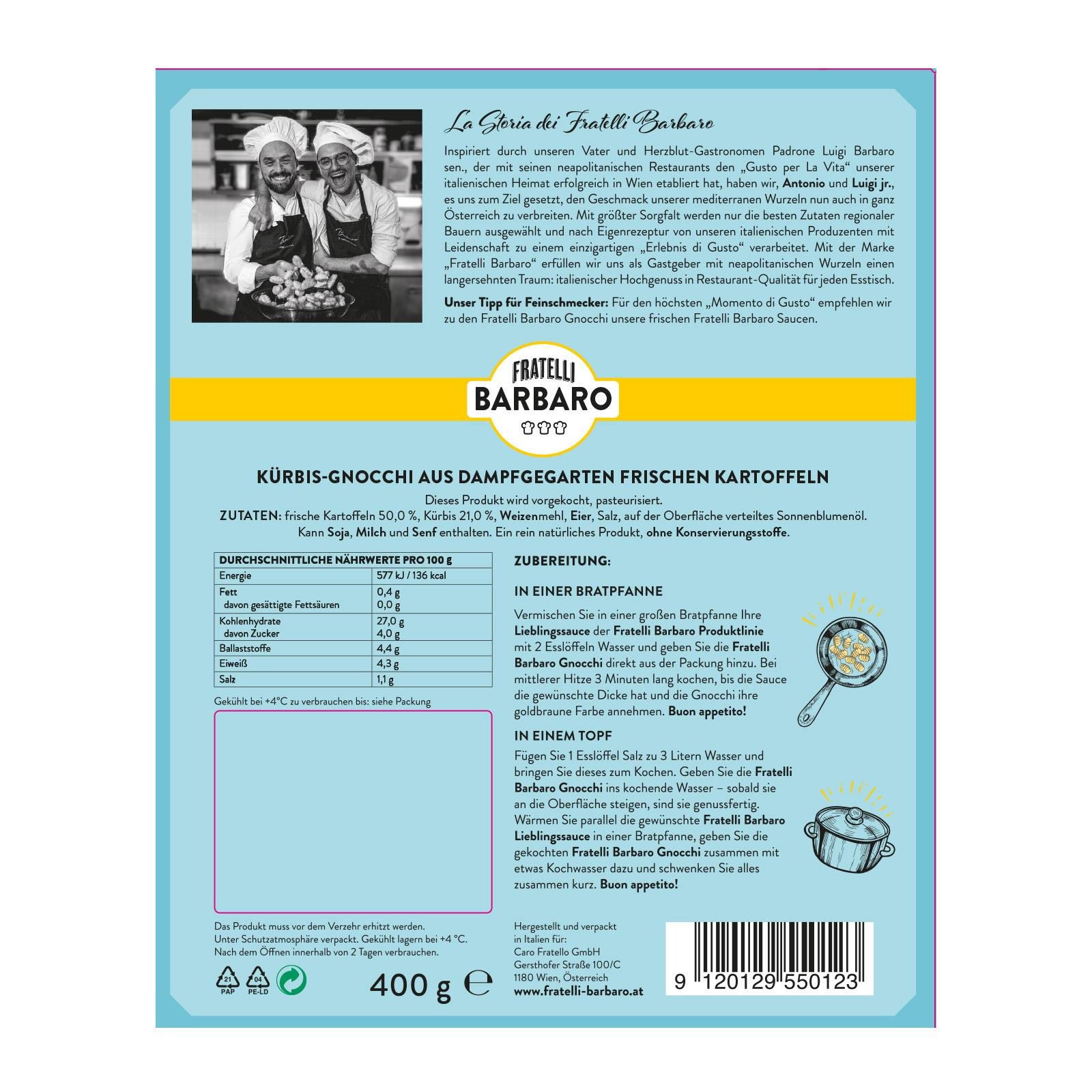 Fratelli Barbaro Gnocchi mit Kürbis