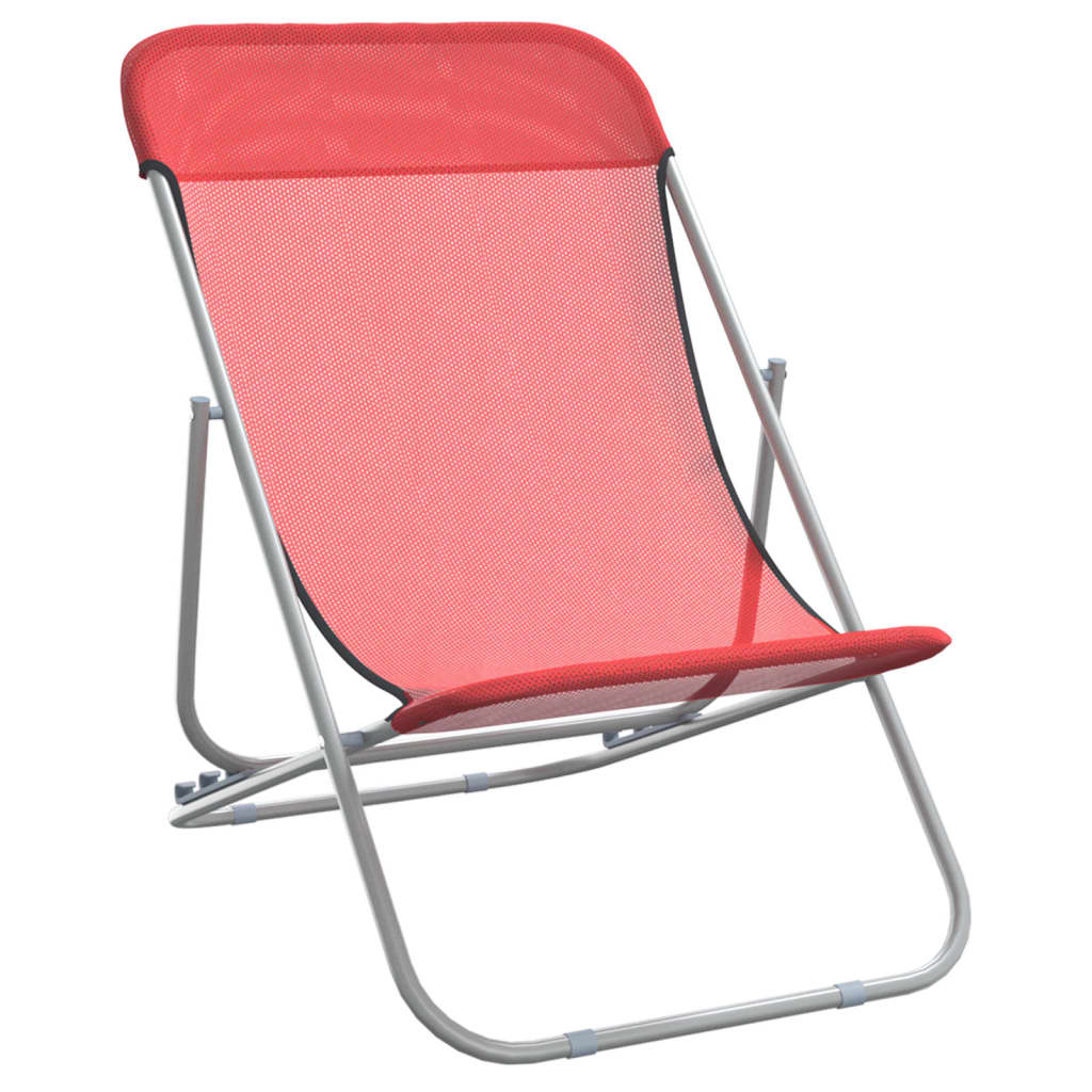 Chaises de plage pliantes 2pcs textilène acier enduit de poudre