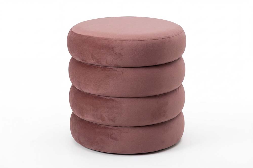 Runder Polsterhocker VOGUE 40cm rosé Samt mit Stauraum