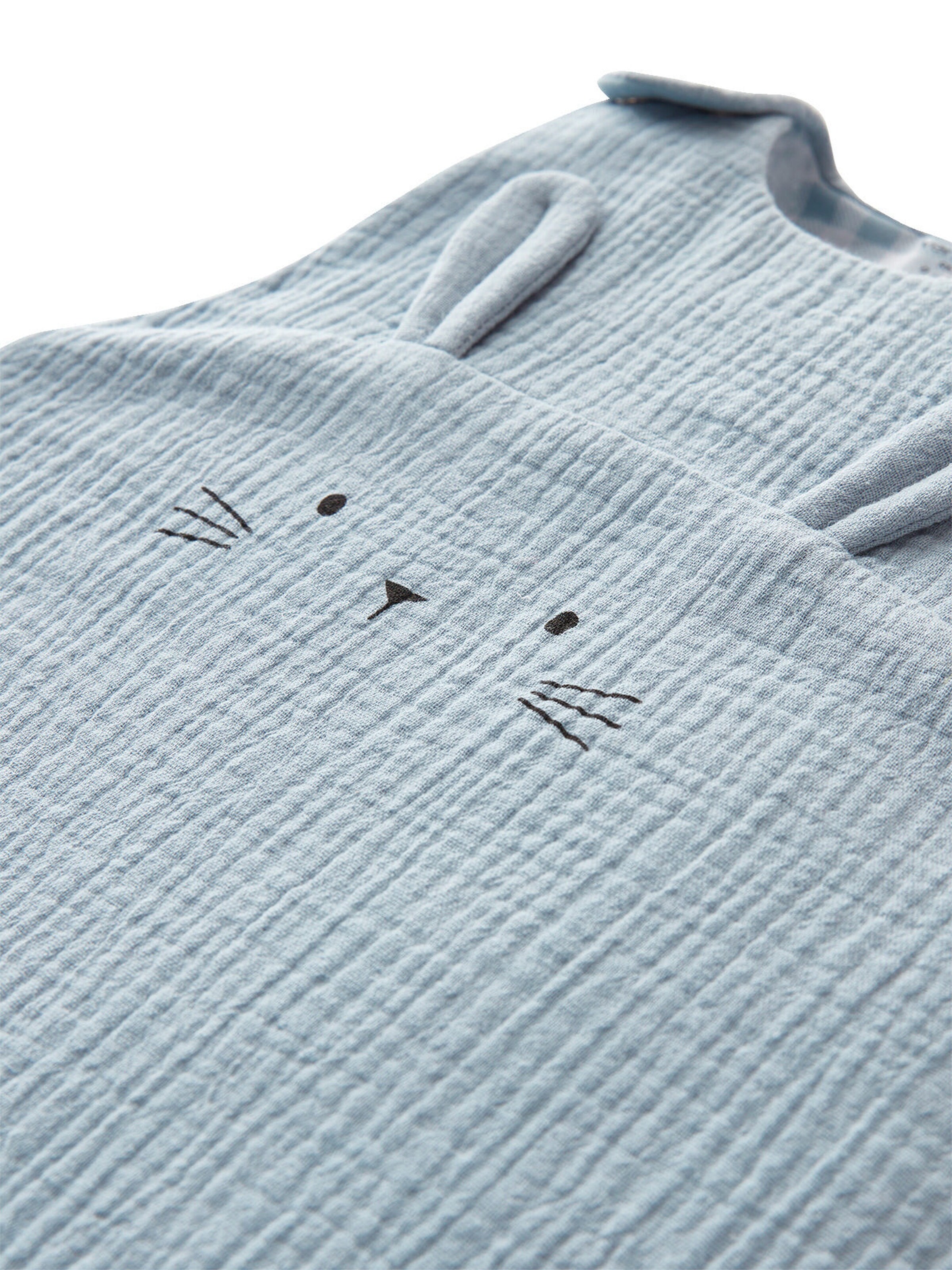 Vertbaudet Bio-Kollektion: Baby Sommerschlafsack LOVELY FARM aus Musselin blau
