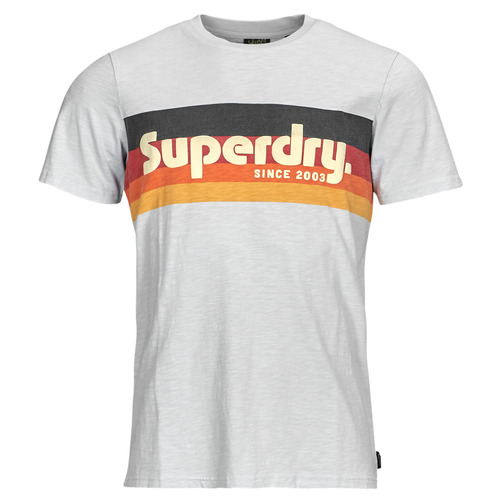 Superdry - CALI STRIPED LOGO T SHIRT - Blanc