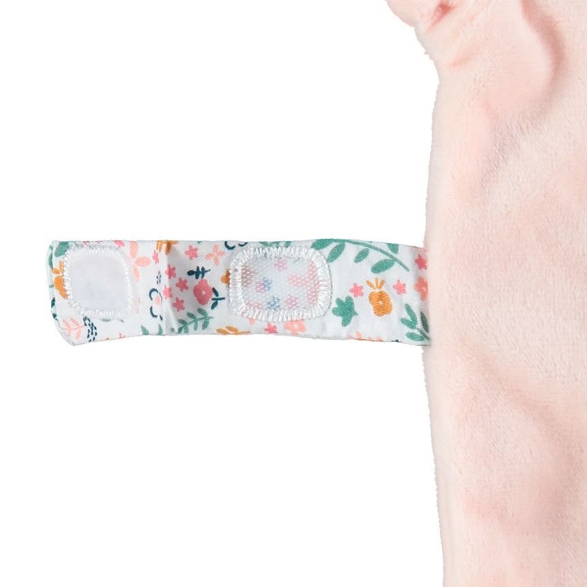 Doudou mouchoir renard en velours - Rose